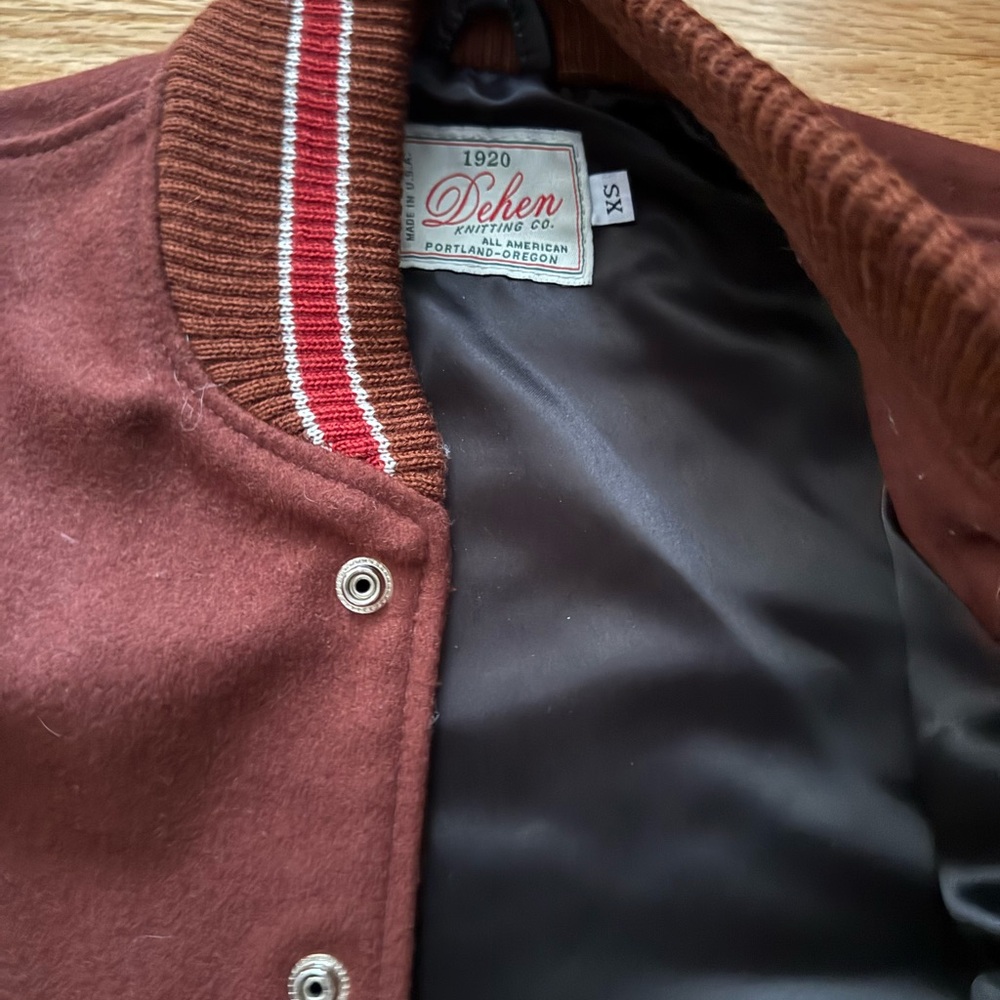 Dehen Burgundy Wool Varsity Jacket Heritage Limited Edition NWOT Sz XS - Picture 4 of 4